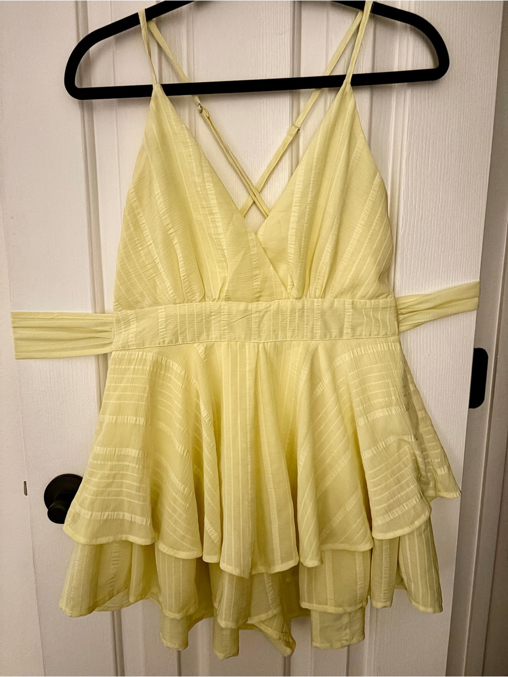 Light Yellow Strappy Tiered Mini Dress